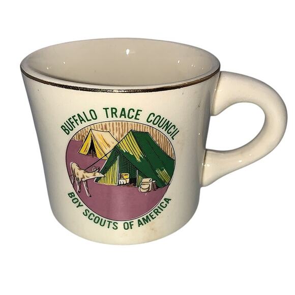 Vintage Boy Scouts of America BSA Buffalo Trace Council Gold Rim Camp Leader Mug - Picture 2 of 8